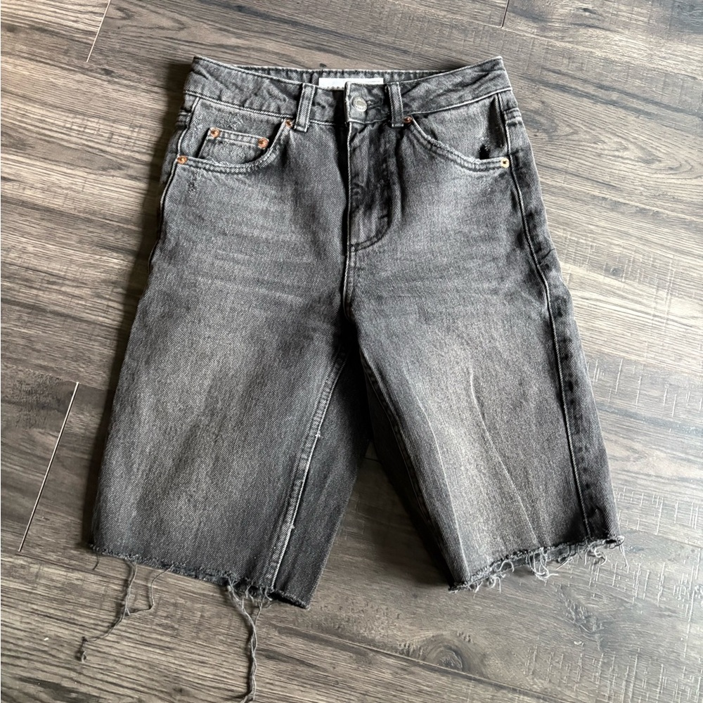 Topshop Washed Black Denim Shorts